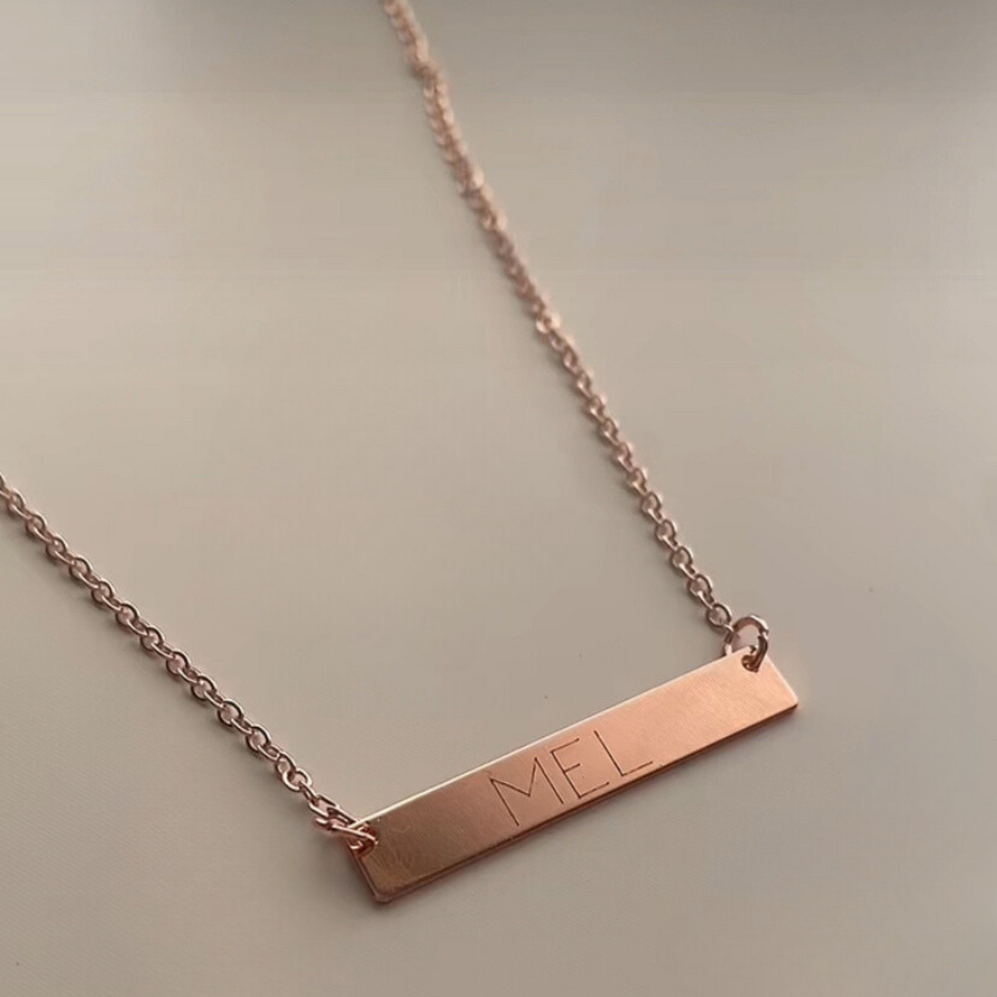 Rose gold engraved necklace